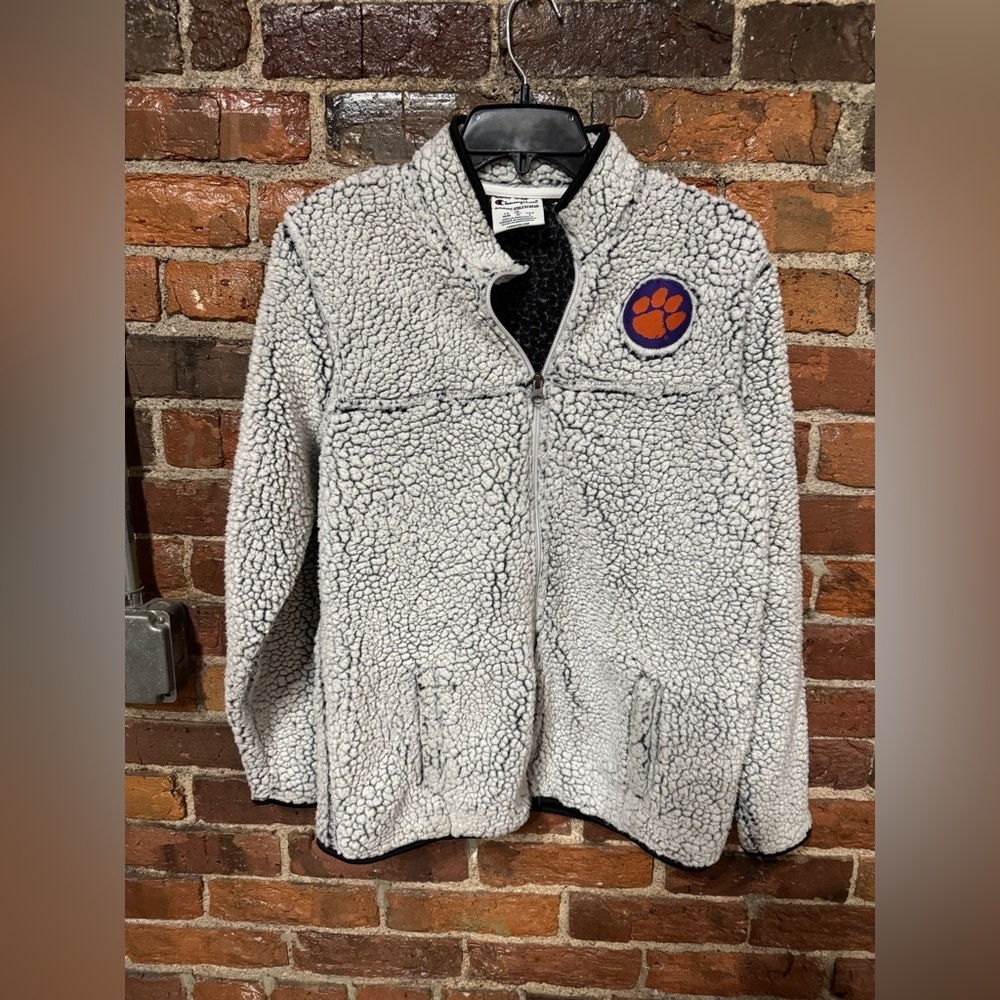 Champion Black and White Clemson Sherpa Jacket Size Medium